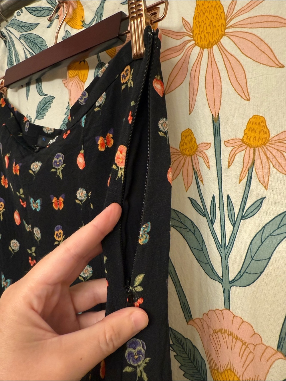 PAIGE Black Midi Skirt with Floral, Strawberry & Butterfly Print - Picture 7 of 9